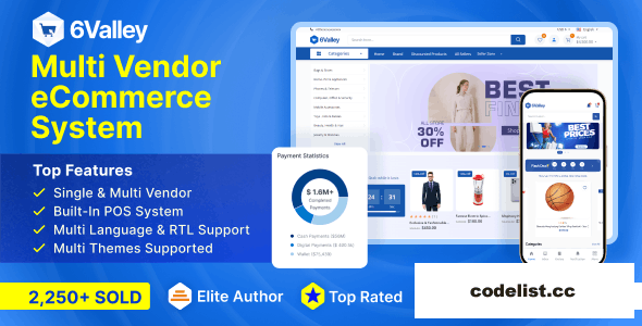6valley v15.7 - Multi-Vendor E-commerce - Complete eCommerce Mobile App, Web, Seller and Admin Panel
