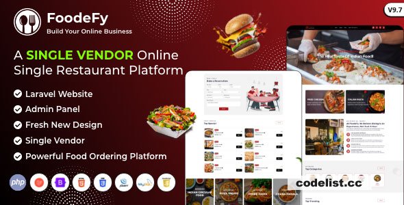 Foodefy v9.7 - Single Restaurant Online Food Ordering Laravel Website Platform