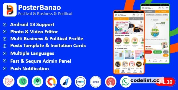 Poster Banao v2.2 - Poster Maker ,Festival & Business & Political , AdBanao Clone Poster Maker App
